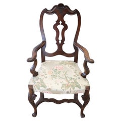 Early 20th Century Queen Anne Style Carved Walnut Armchair