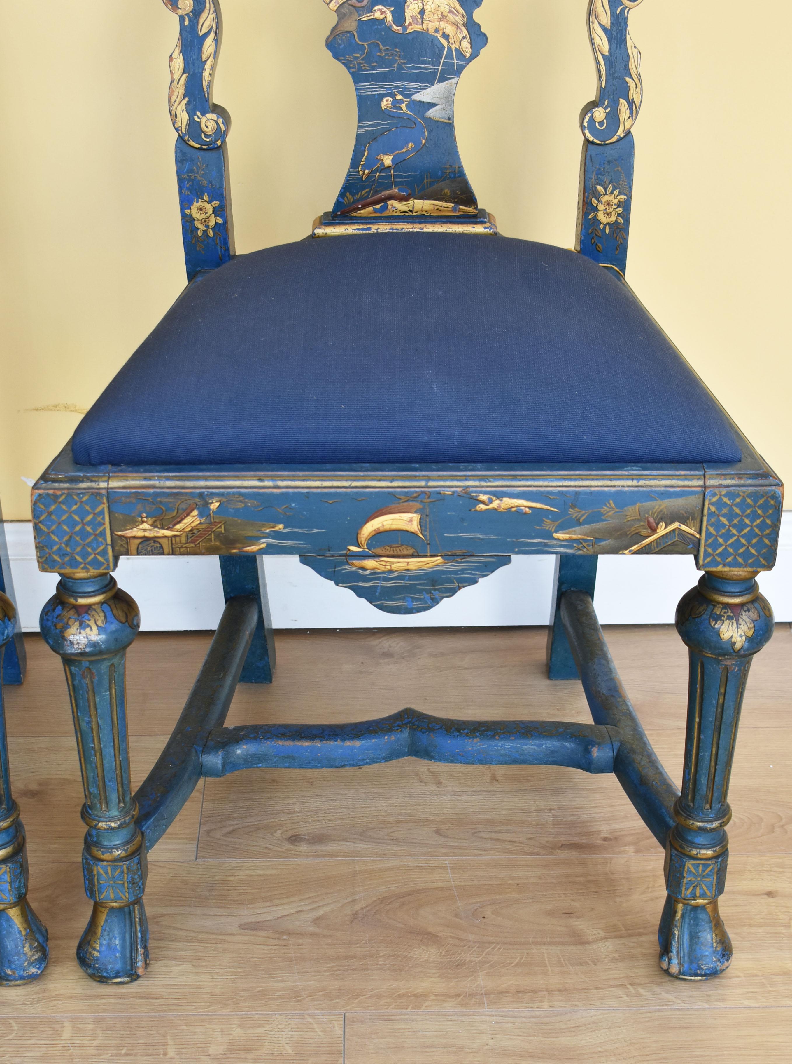 Early 20th Century Queen Anne Style Chinoiserie Chairs 3