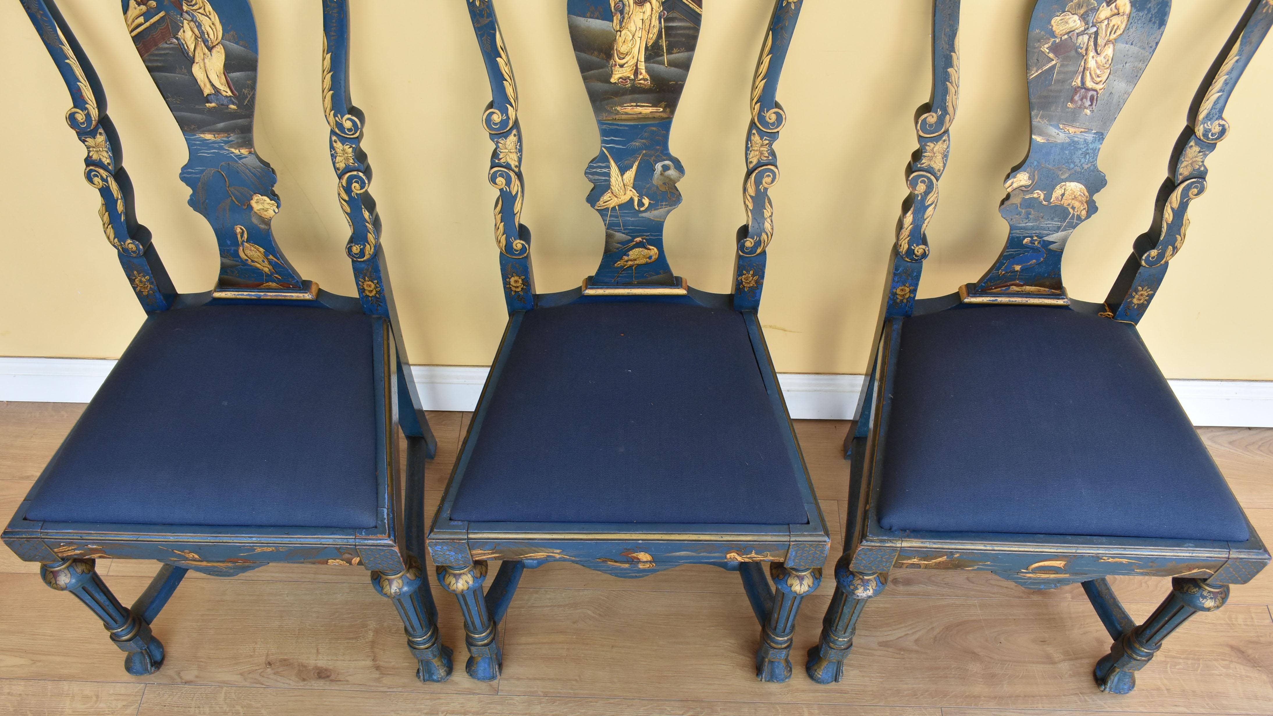 Early 20th Century Queen Anne Style Chinoiserie Chairs 4