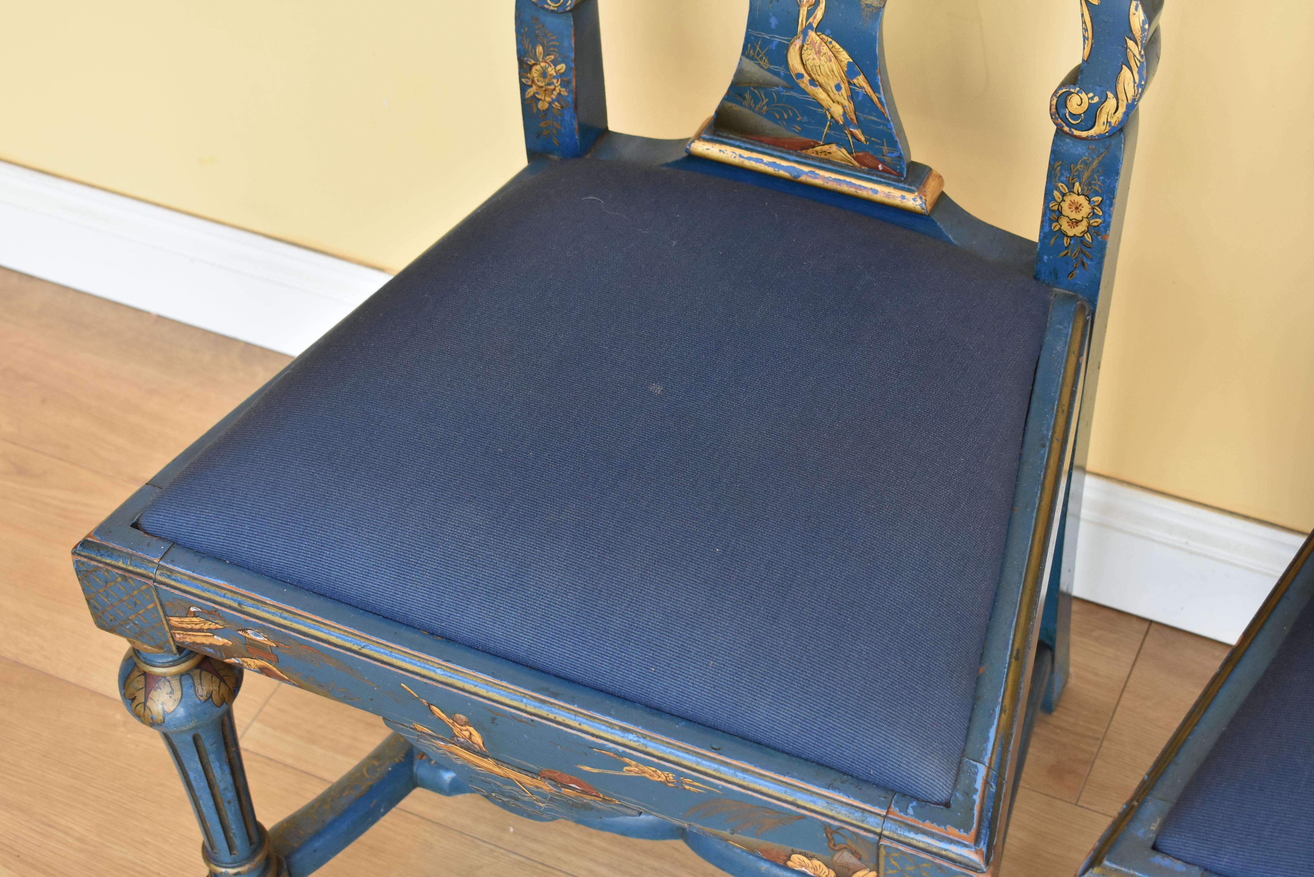Early 20th Century Queen Anne Style Chinoiserie Chairs 5