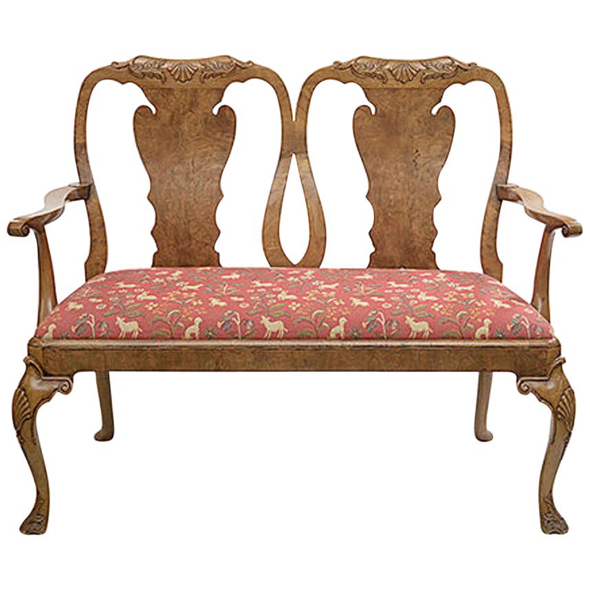 Early 20th Century Queen Anne Style Walnut Chair Back Sofa
