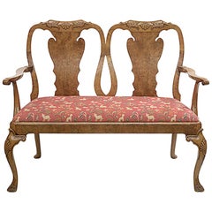 Early 20th Century Queen Anne Style Walnut Chair Back Sofa