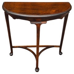 Early 20th Century Queen Anne Style Walnut Small Demiline Console Table
