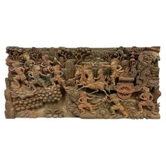 Early 20th Century Ramayana Scene Wood Carving, Wall Hanging