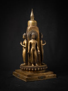 Early 20th century Rare antique bronze stupa with four bronze Buddha statues Early 20th century Rare antique bronze stupa with four bronze Buddha statues