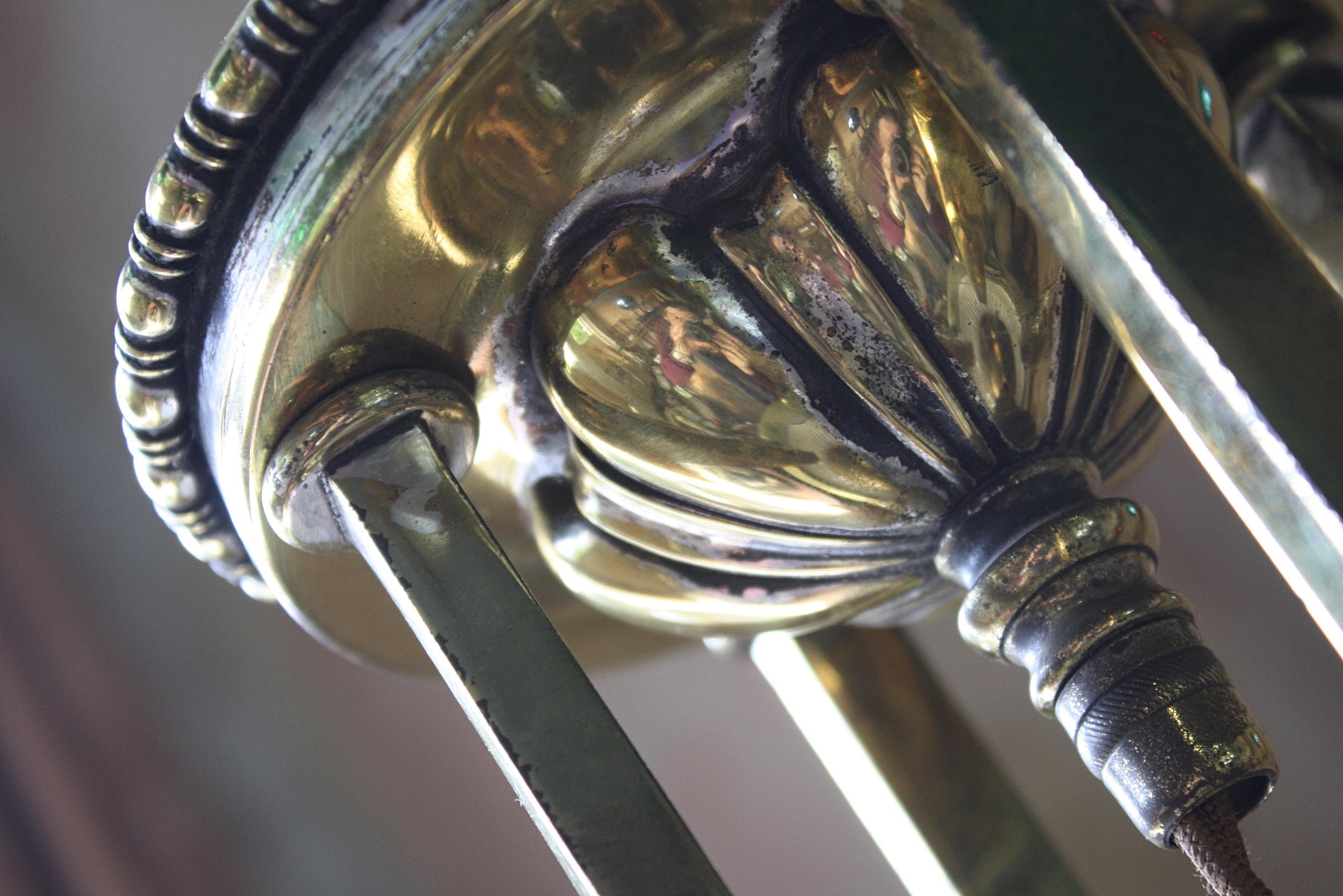 Early 20th Century Rare Brass & Prismatic Glass Holophane Chandelier Lantern 6