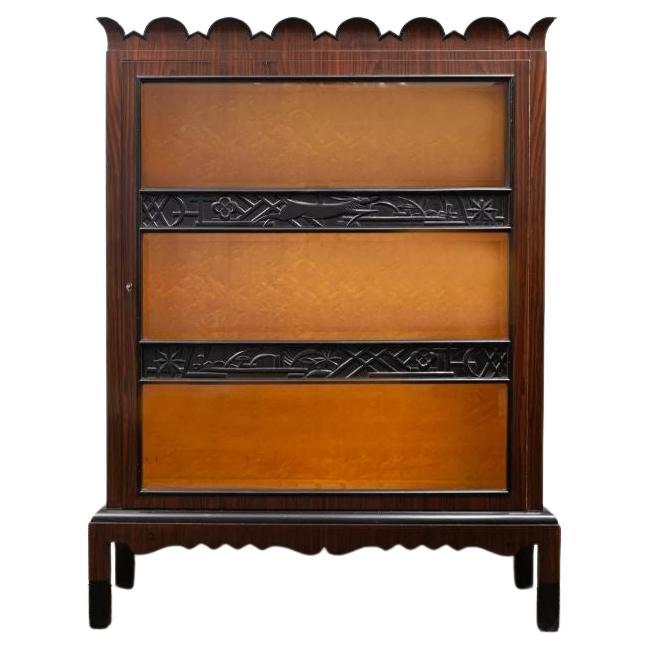 Early 20th Century Rare Coromantel, Ebony and Satinwood Display Cabinet