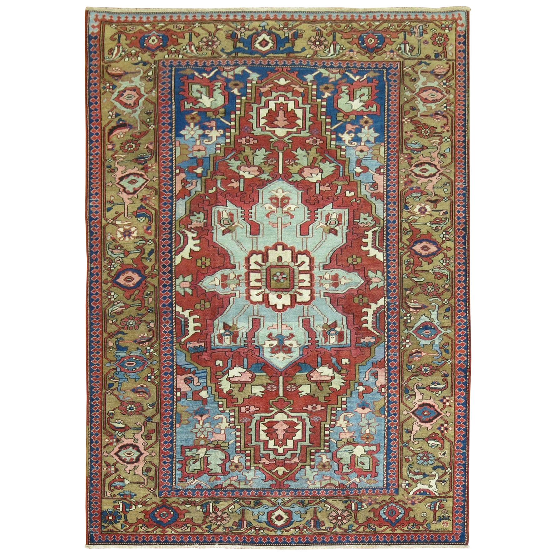 Early 20th Century Rare Size Antique Northwest Persian Serapi Rug For Sale