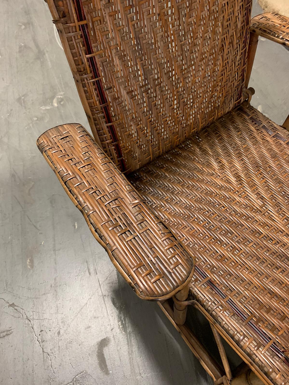 Early 20th Century Rattan and Bamboo Folding Chaise Lounge with Adjustable Back 7
