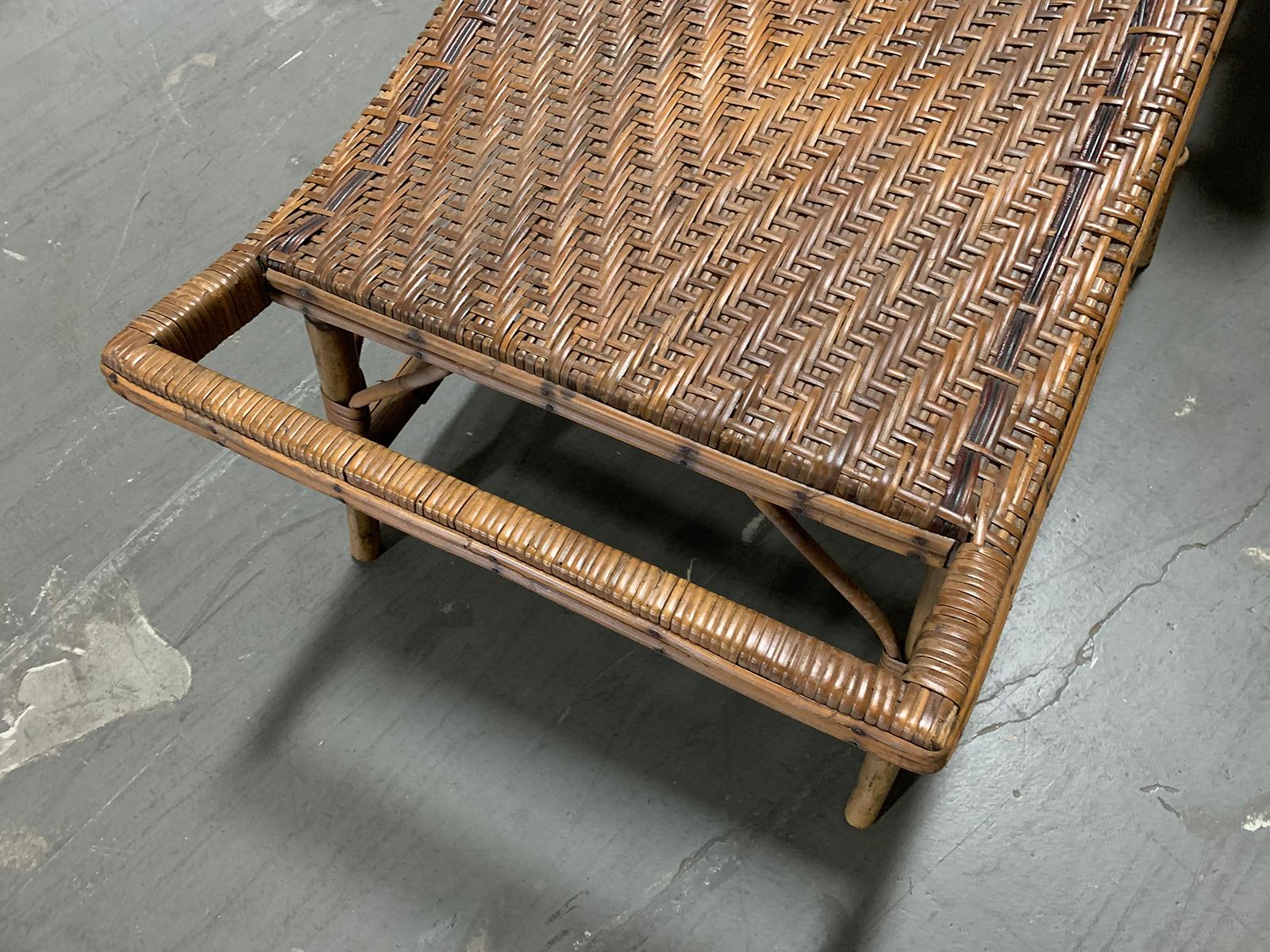 Early 20th Century Rattan and Bamboo Folding Chaise Lounge with Adjustable Back 10