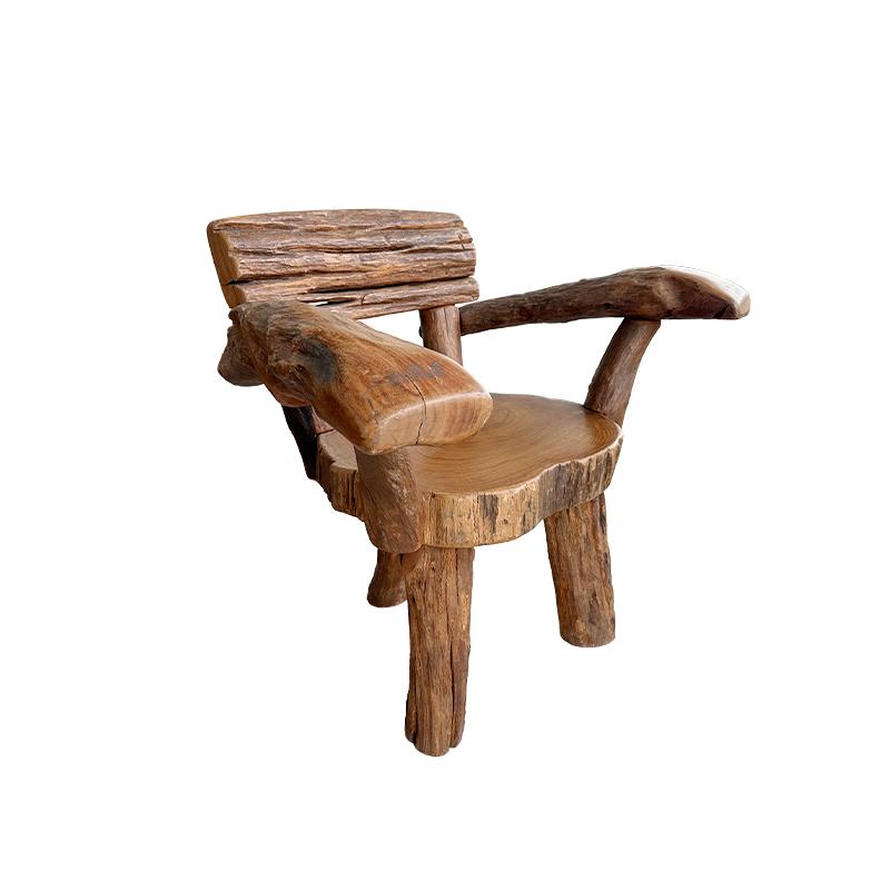 Rustique Début du 20e siècle Chaise en bois Raw Edges en vente