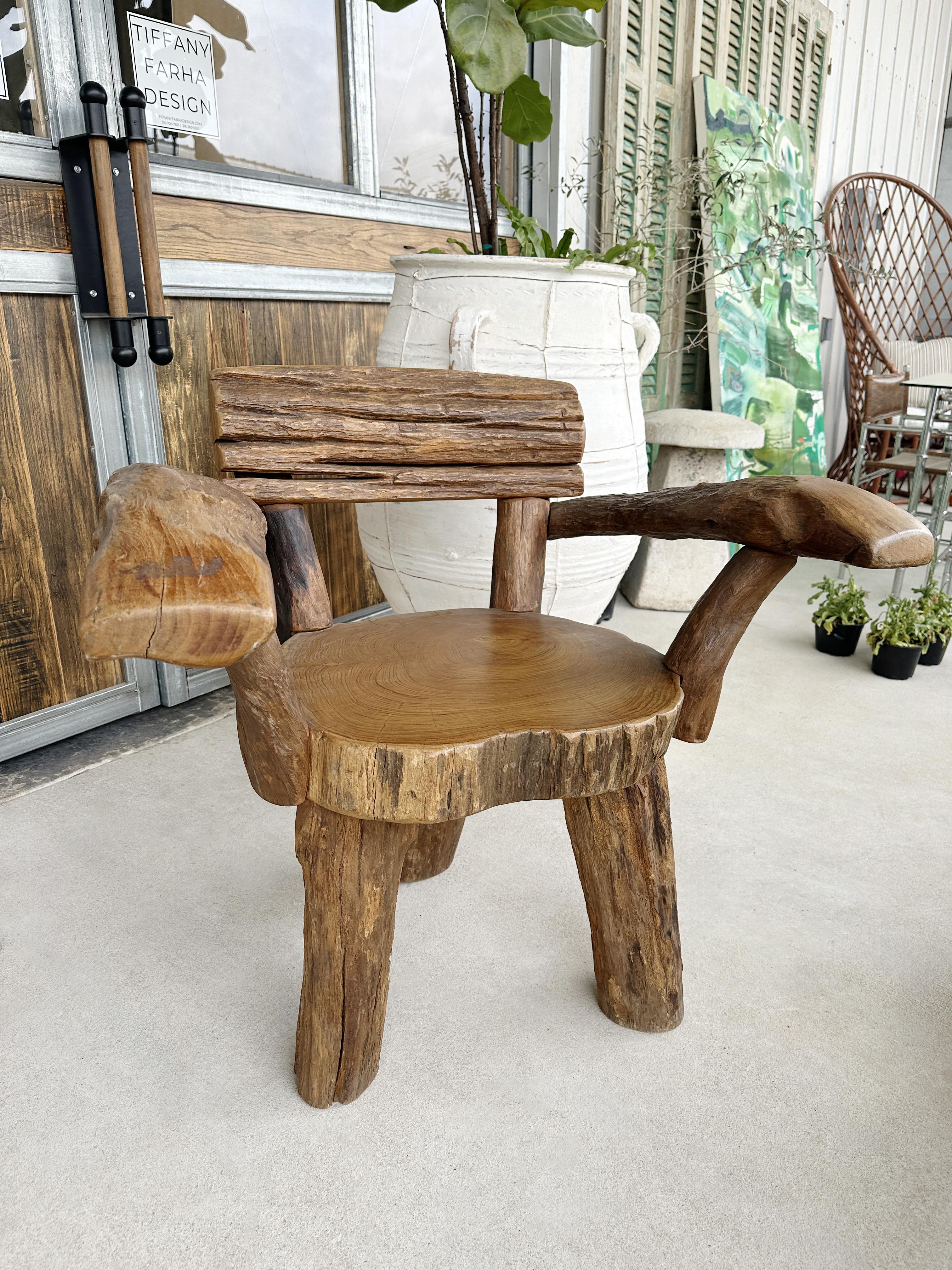 Bois Début du 20e siècle Chaise en bois Raw Edges en vente