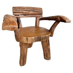 Early 20th Century Raw Wood Live Edge Chair