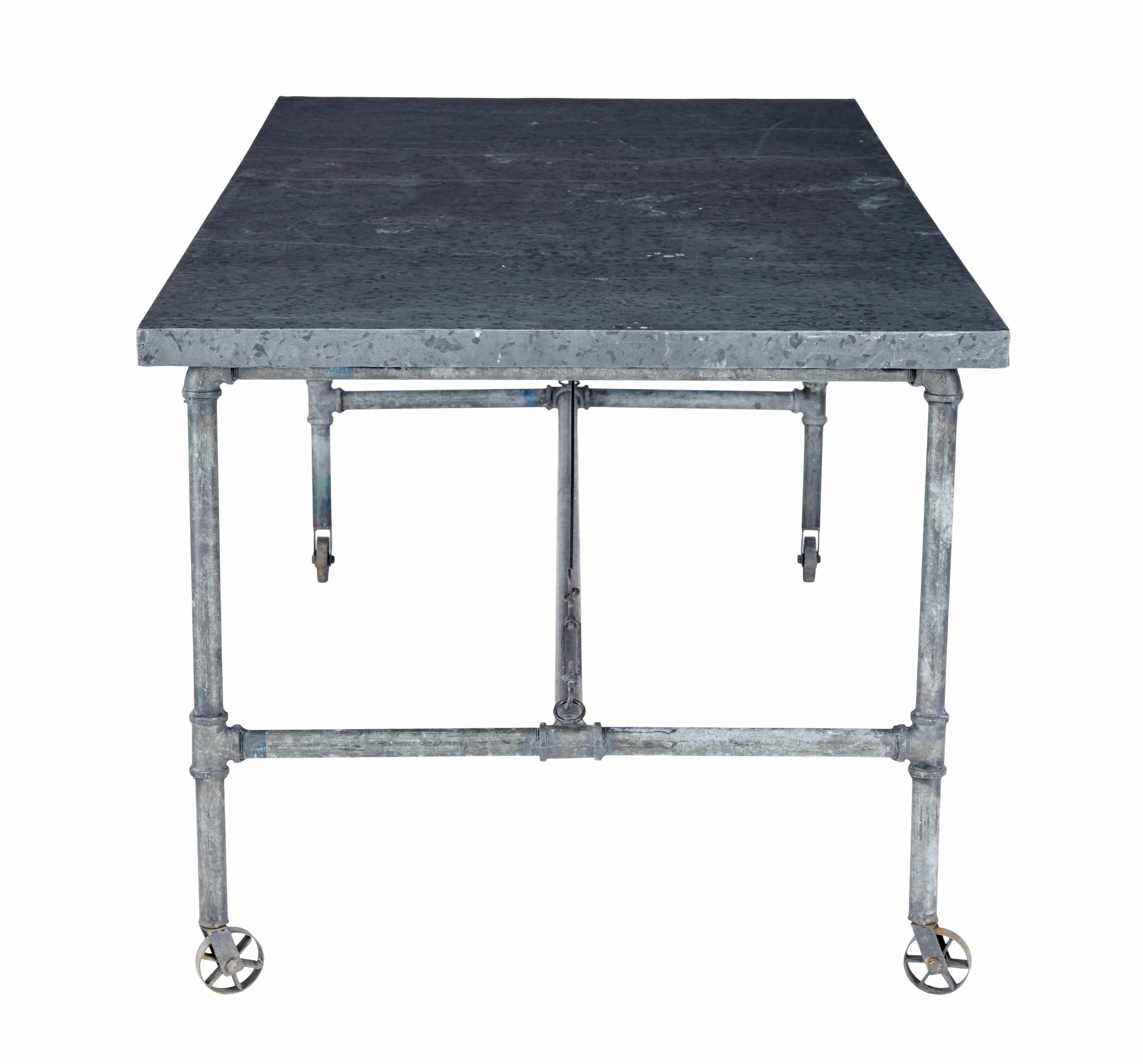 Industrial Early 20th century reclaimed metal industrial table For Sale