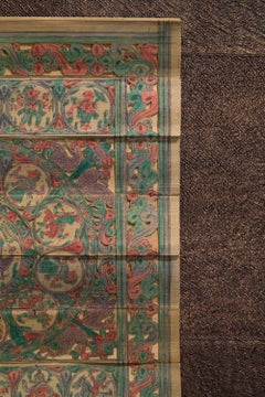 Early 20th Century Rectangular Colored Open-Work Wood Tibetan Thangka, 1920