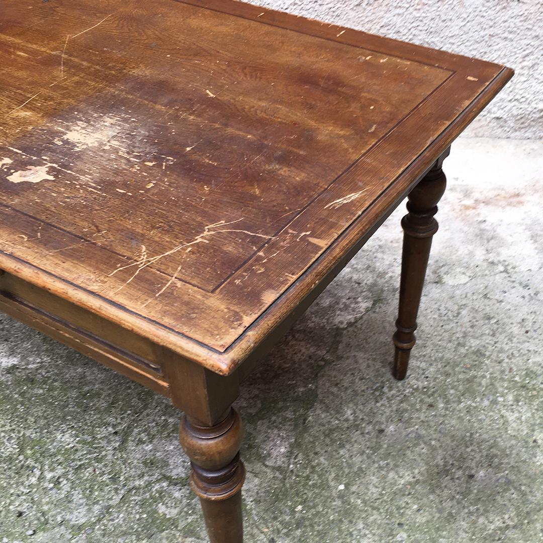 Early 20th Century Rectangular Walnut Kitchen Table with Turned Legs, 1900s 4