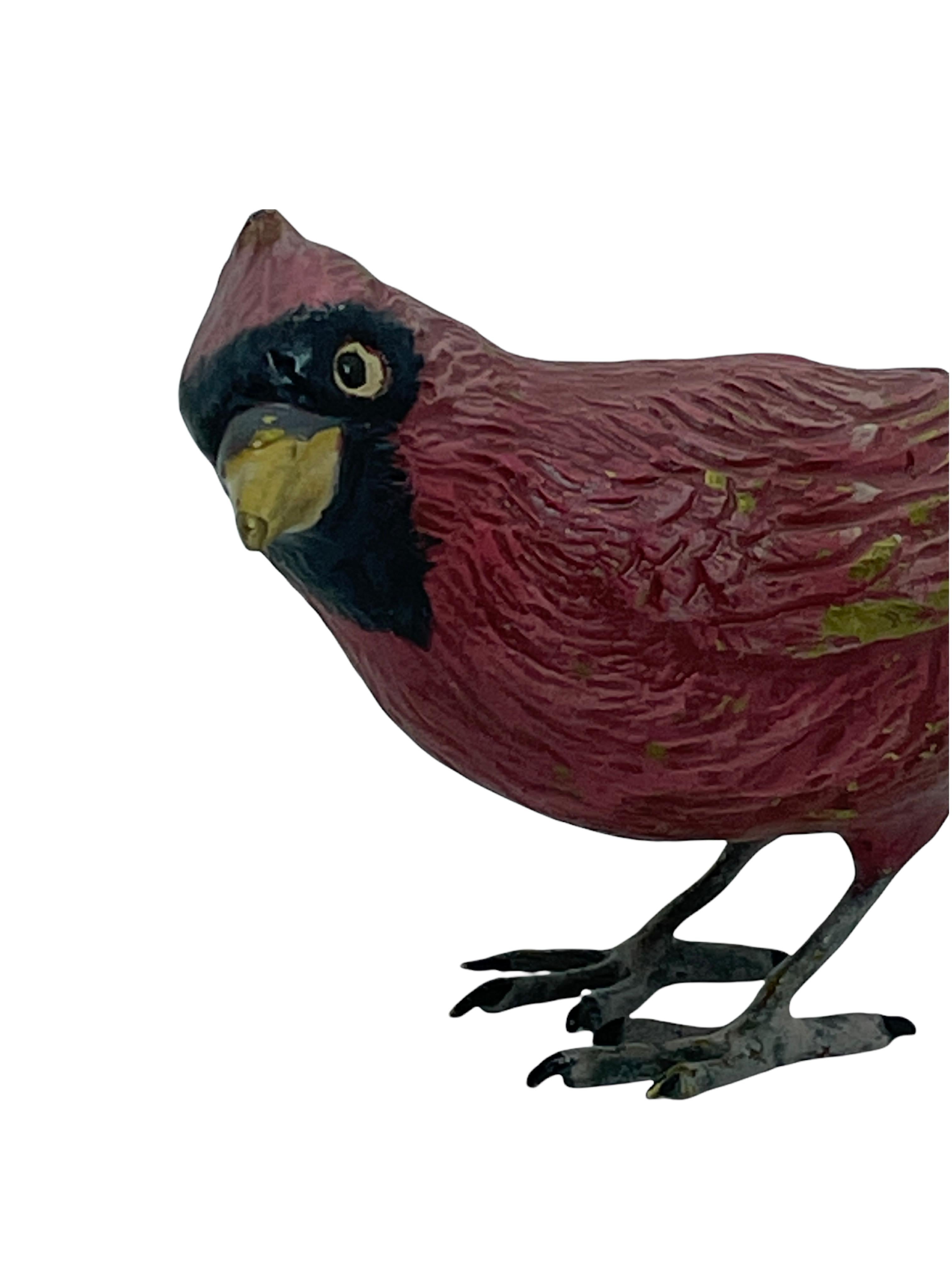 Early 20th Century Red Cardinal Austrian Vienna Bronze Bird Figurine, Vintage 1