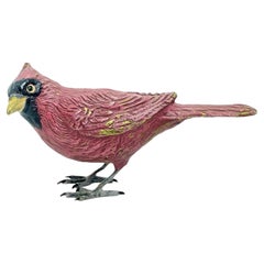 Early 20th Century Red Cardinal Austrian Vienna Bronze Bird Figurine, Vintage