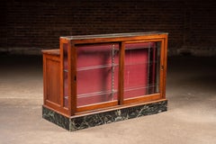Early 20th Century Red Felt Retail Counter w Storage