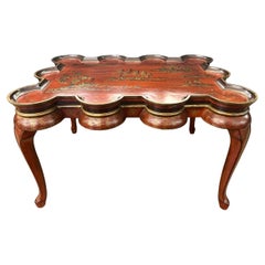 Early 20th Century Red Lacquer Chinoiserie Cocktail Table