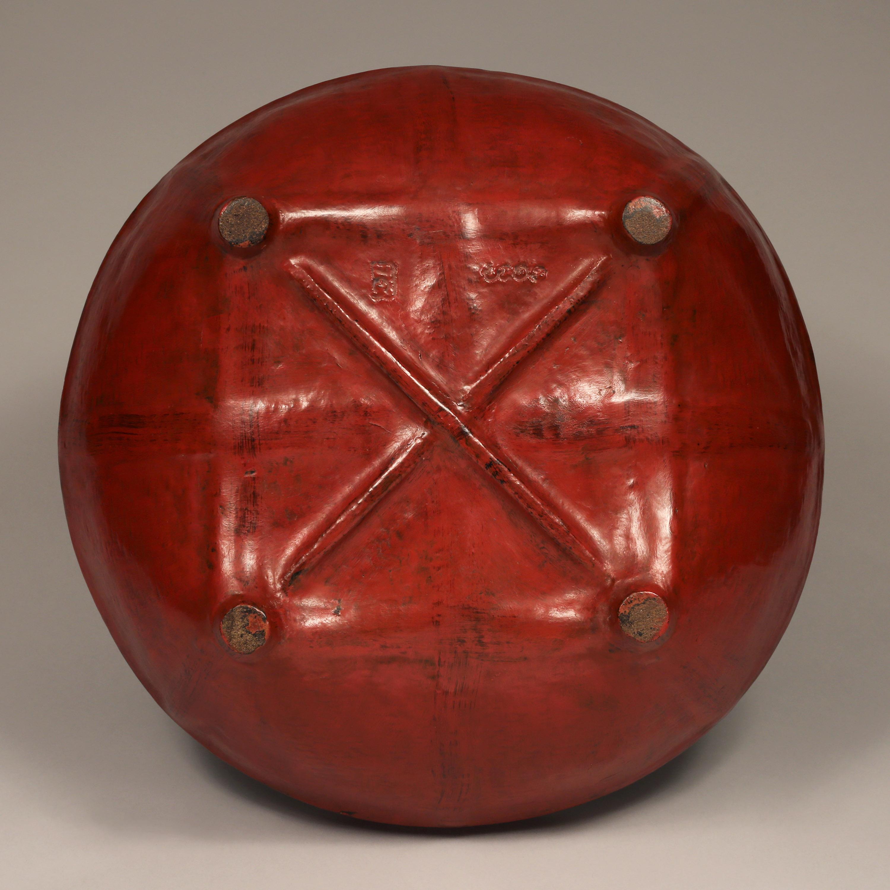 Burmese Early 20th Century Red Lacquered Offering Bowl, Burma