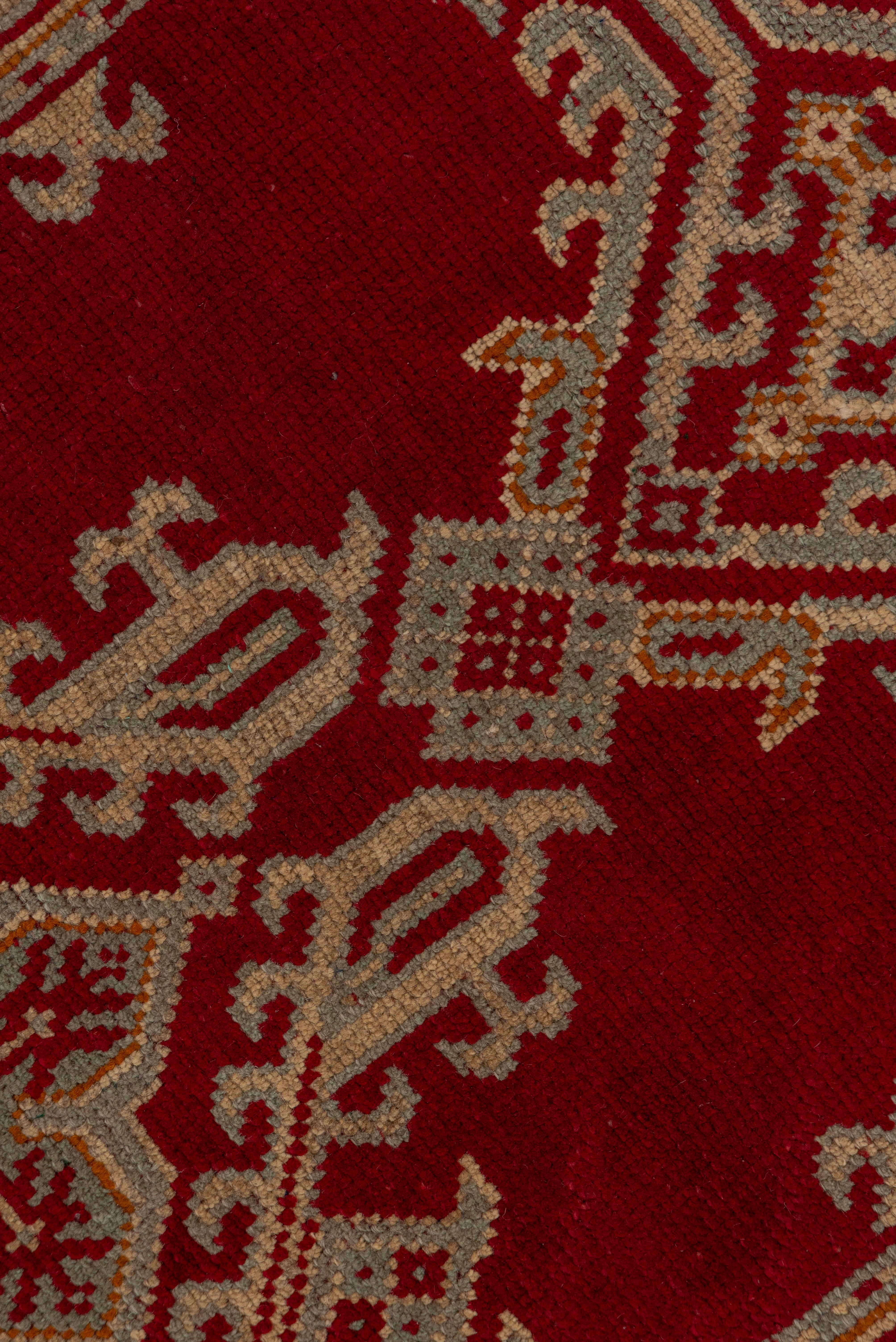 Hand-Knotted Early 20th Century Red Oushak Runner For Sale