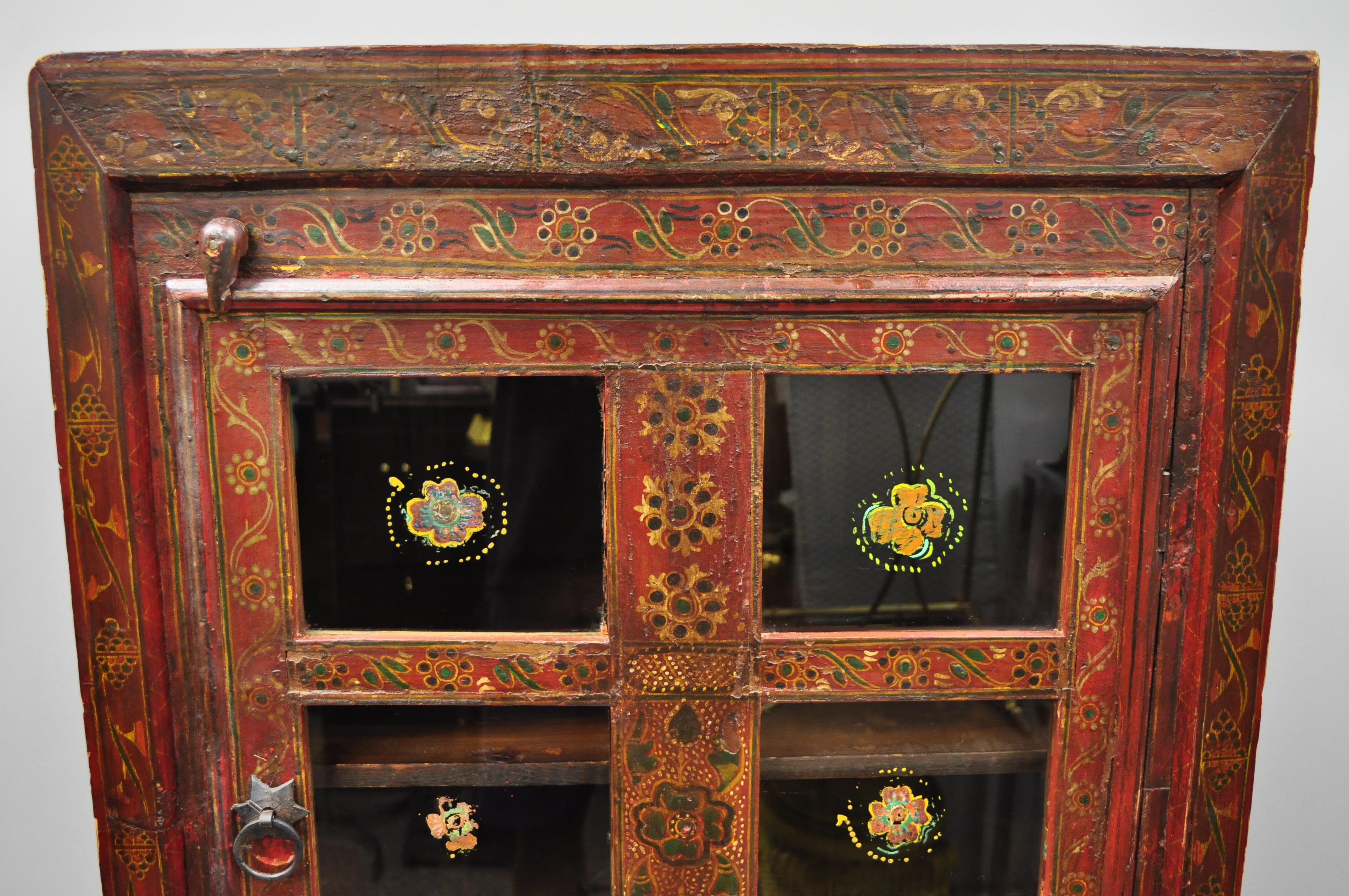 Early 20th Century Red Painted Mongolian Asian Tibetan Boho Cupboard Cabinet 6