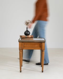 Early 20th Century Red Wood Louis XVI Coffee Table With Marble Top