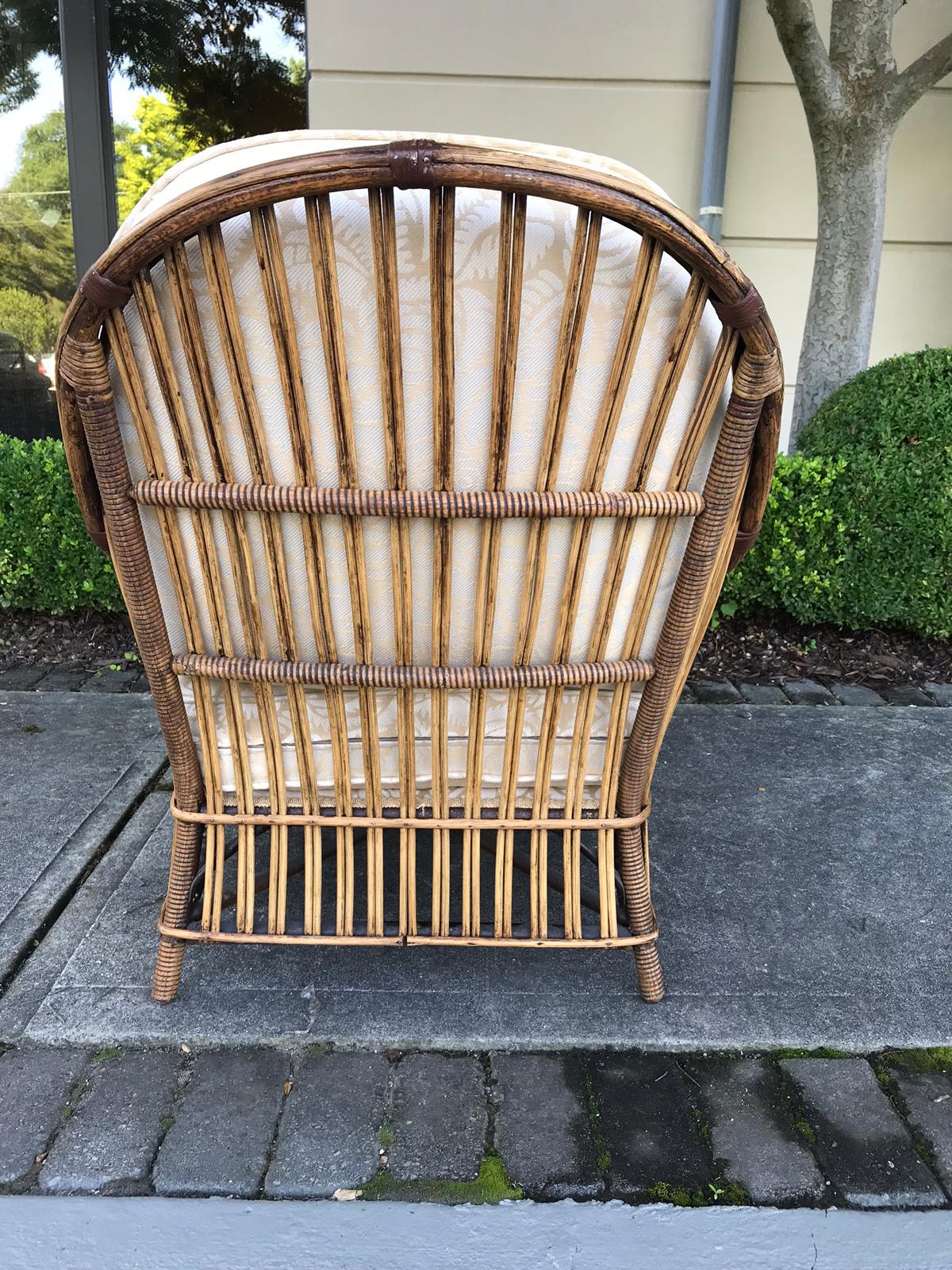 Early 20th Century Reed Armchair with Upholstered Seat and Back 5