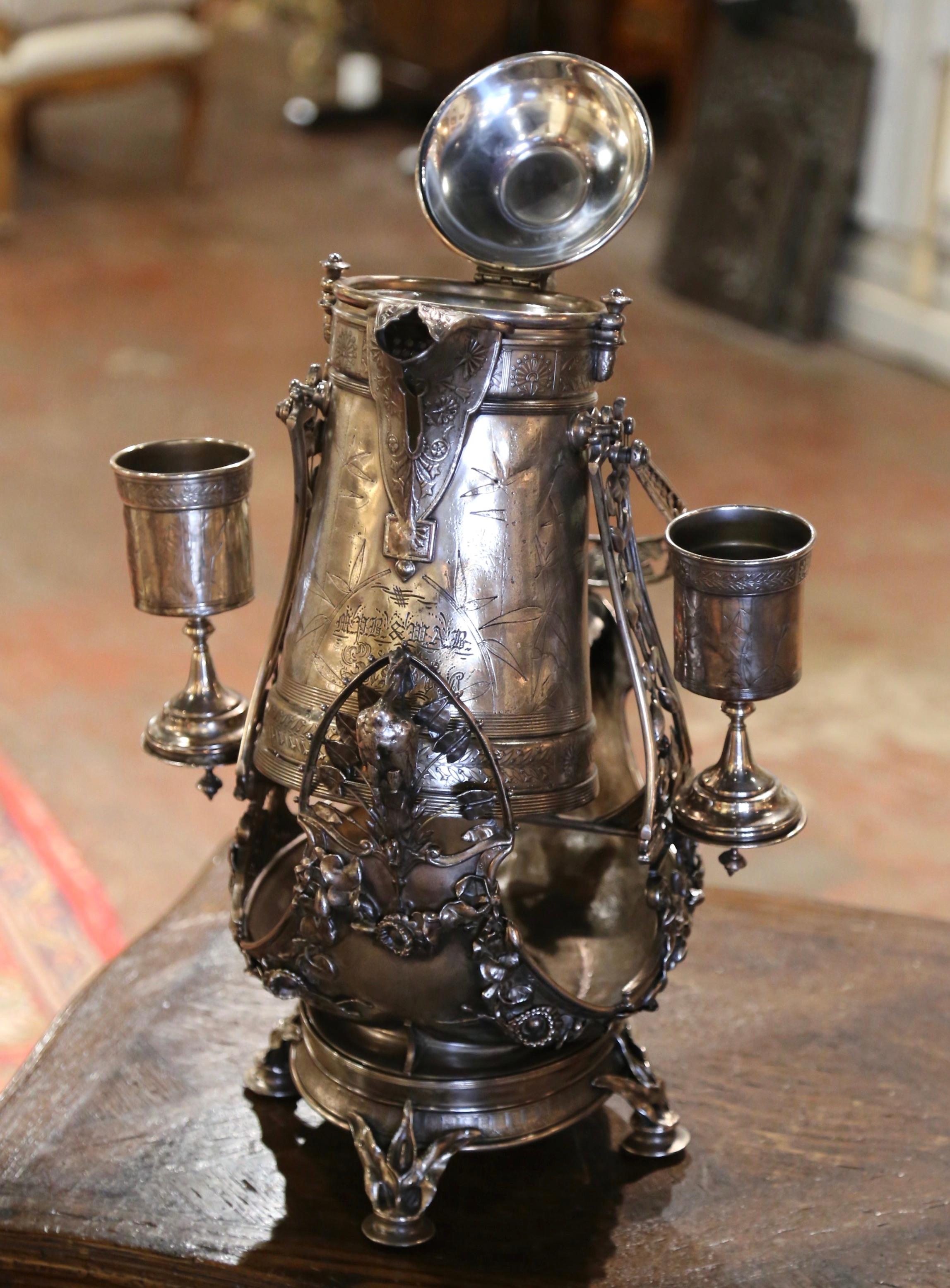 Early 20th Century Reed & Barton Samovar on Separate Base with Goblets For Sale 1