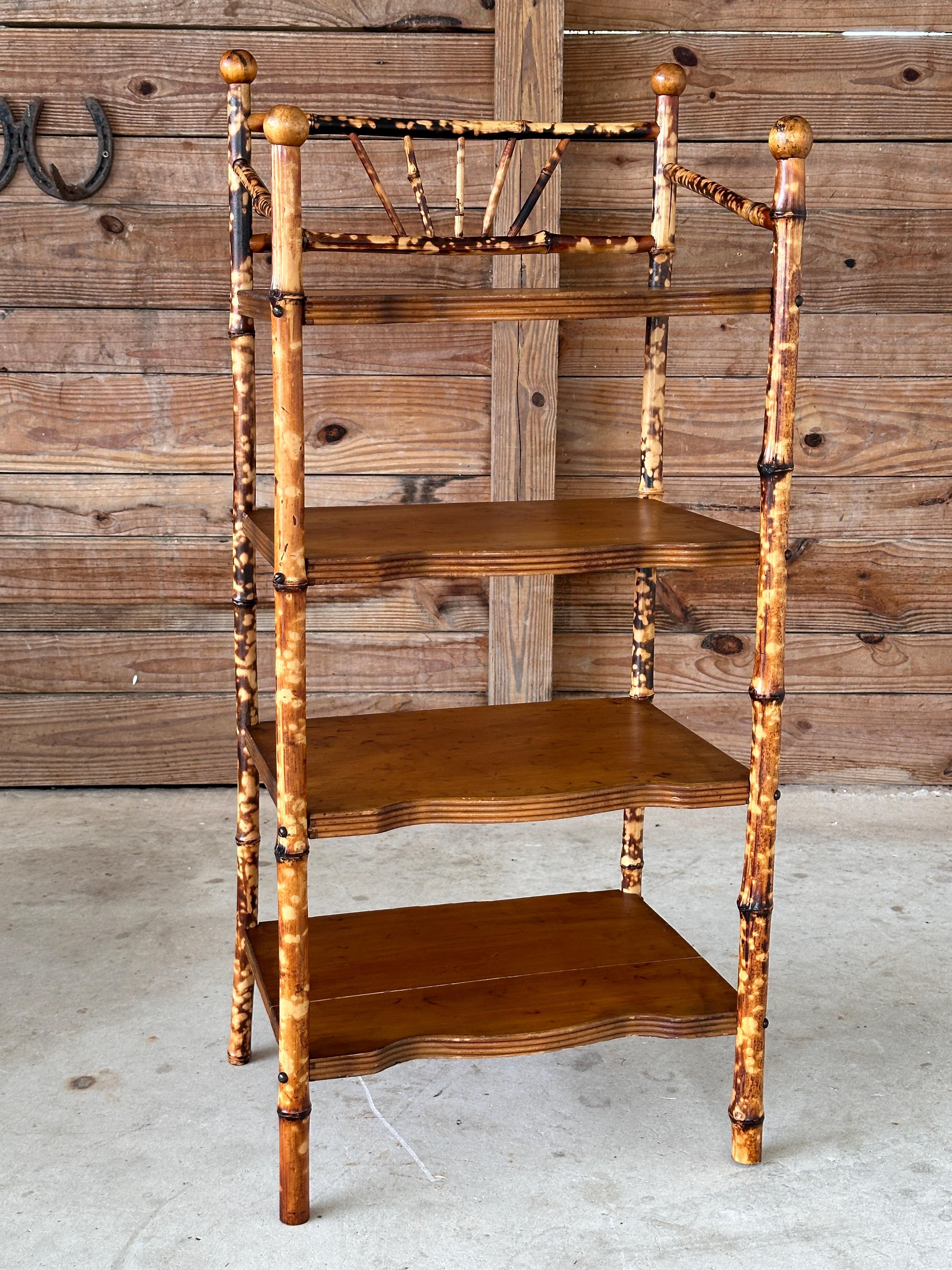 Early 20th Century Refinished Scorched English Bamboo shelf 8