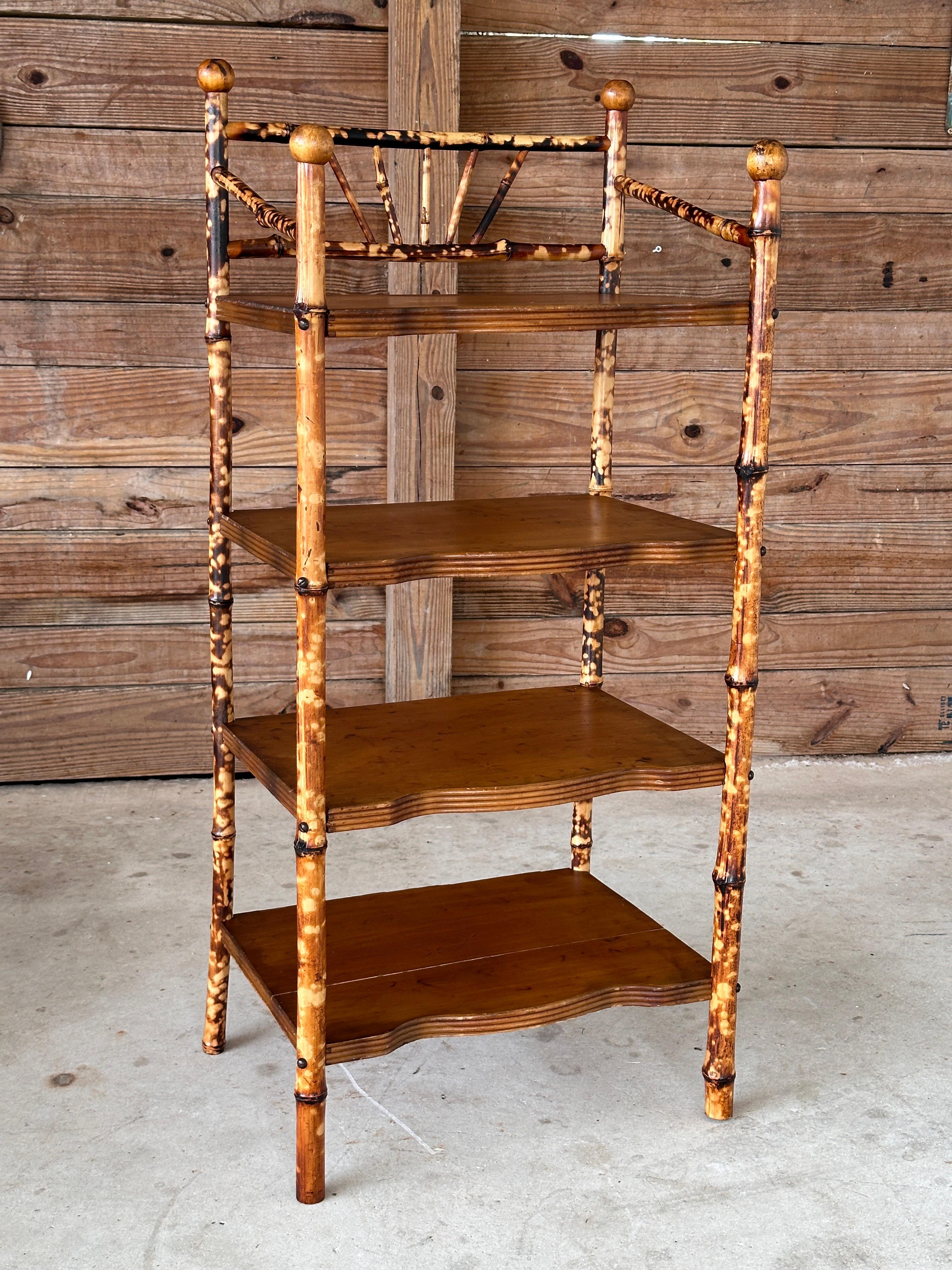 Early 20th Century Refinished Scorched English Bamboo shelf 9