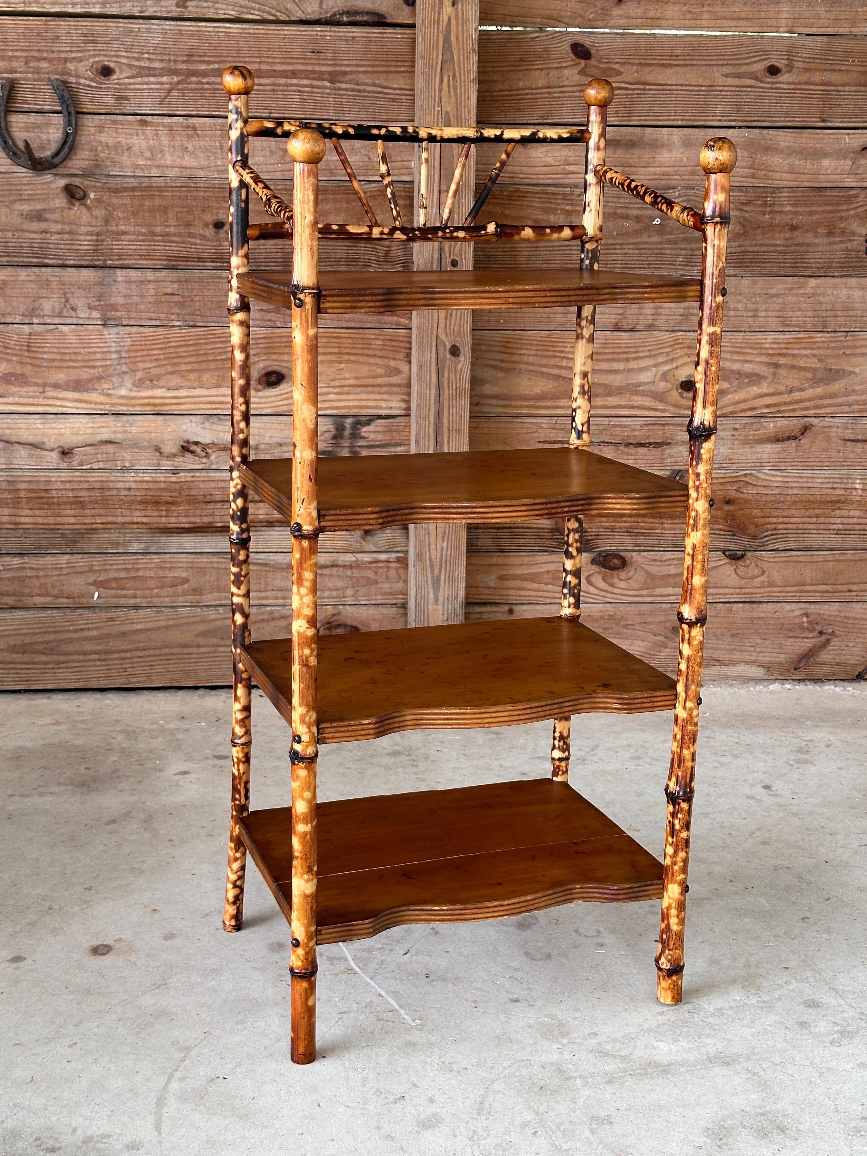 Early 20th Century Refinished Scorched English Bamboo shelf 11