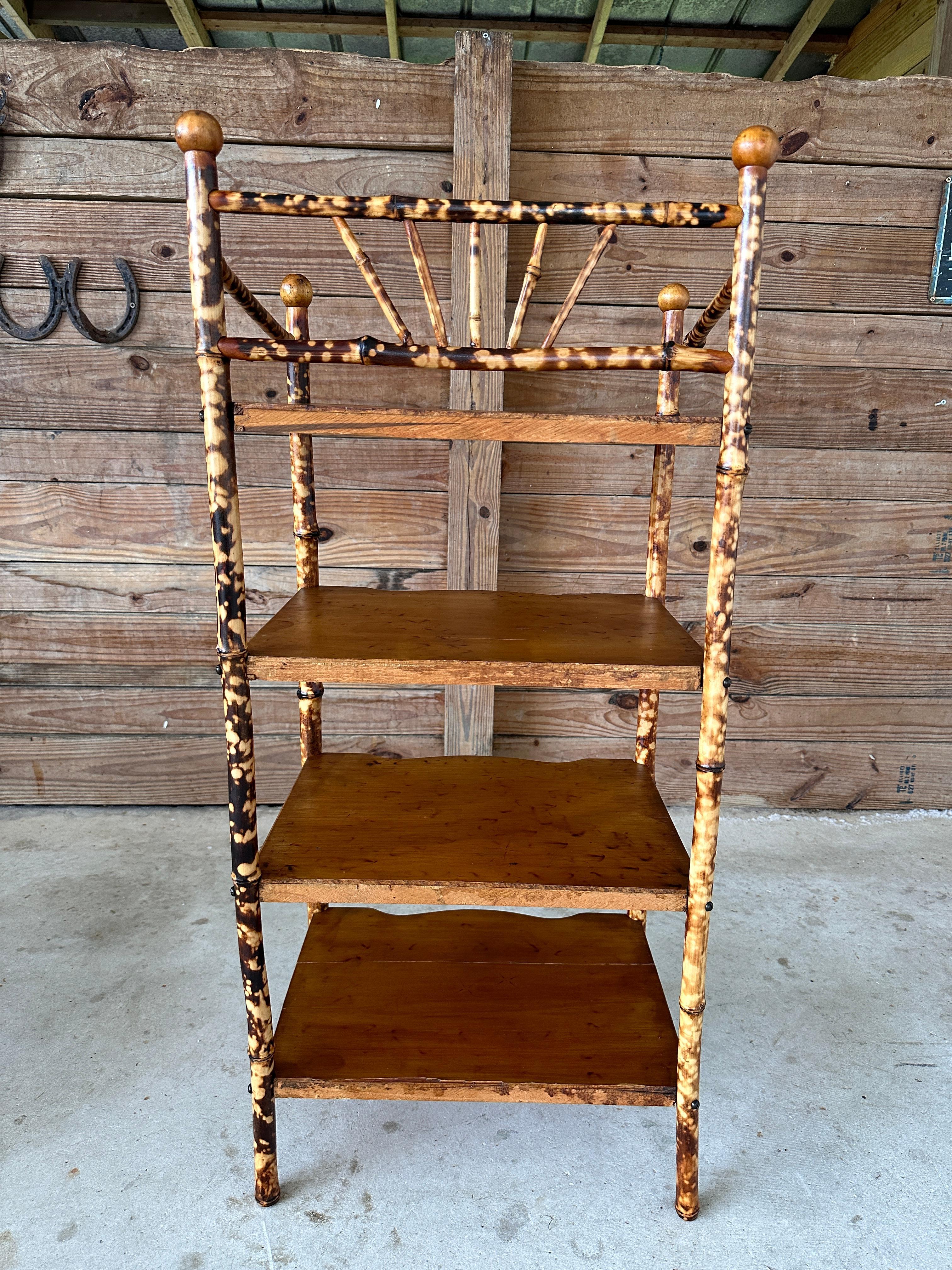 Early 20th Century Refinished Scorched English Bamboo shelf 2