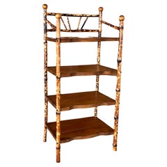 Early 20th Century Refinished Scorched English Bamboo shelf