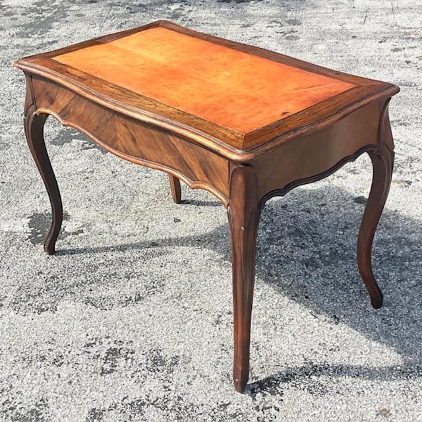 Early 20th Century Regency Leather Top Writing Desk In Good Condition In west palm beach, FL
