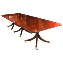 regency revival furniture Early 20th Century Regency Revival Mahogany 3 Pillar Dining Table