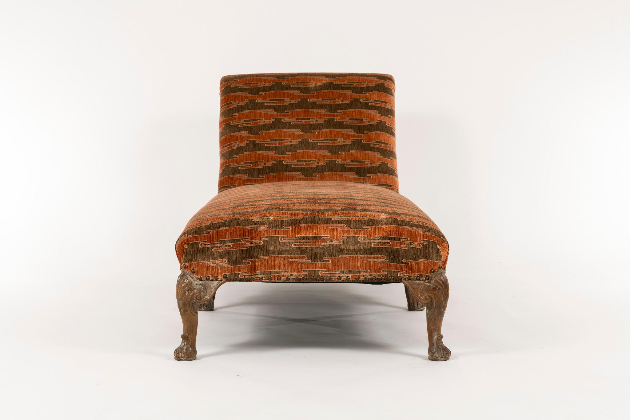 Carved Early 20th Century Regency Style Chaise