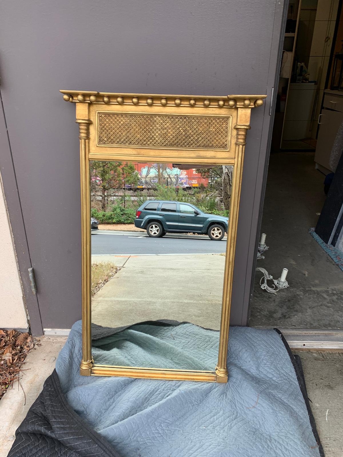 Early 20th century Regency style giltwood Borghese mirror, labeled.