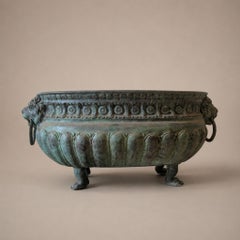 Early 20th Century Renaissance Bronze Planter Oval Lost Wax Cast, Italy