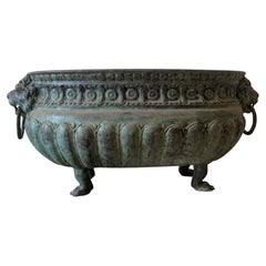 Early 20th Century Renaissance Bronze Planter Oval Lost Wax Cast, Italy