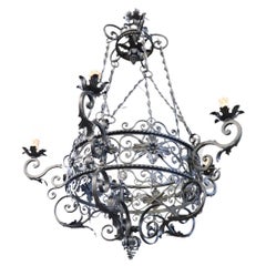 Early 20th Century Renaissance Style Large Iron Chandelier