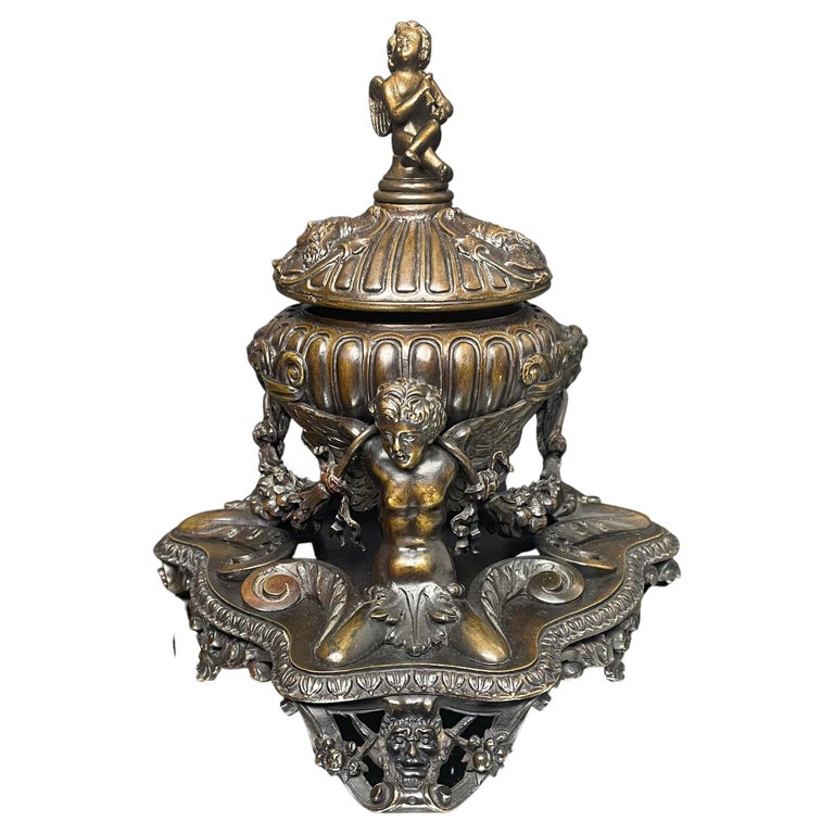 Early 20th Century Renaissance Style Patinated Bronze Inkwell by E.F ...