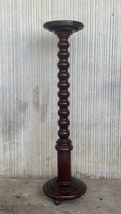 Early 20th Century Renaissance Turned Columns Pedestals in Walnut