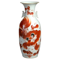 Early 20th Century, Republic Period Foo Dog Porcelain Vase