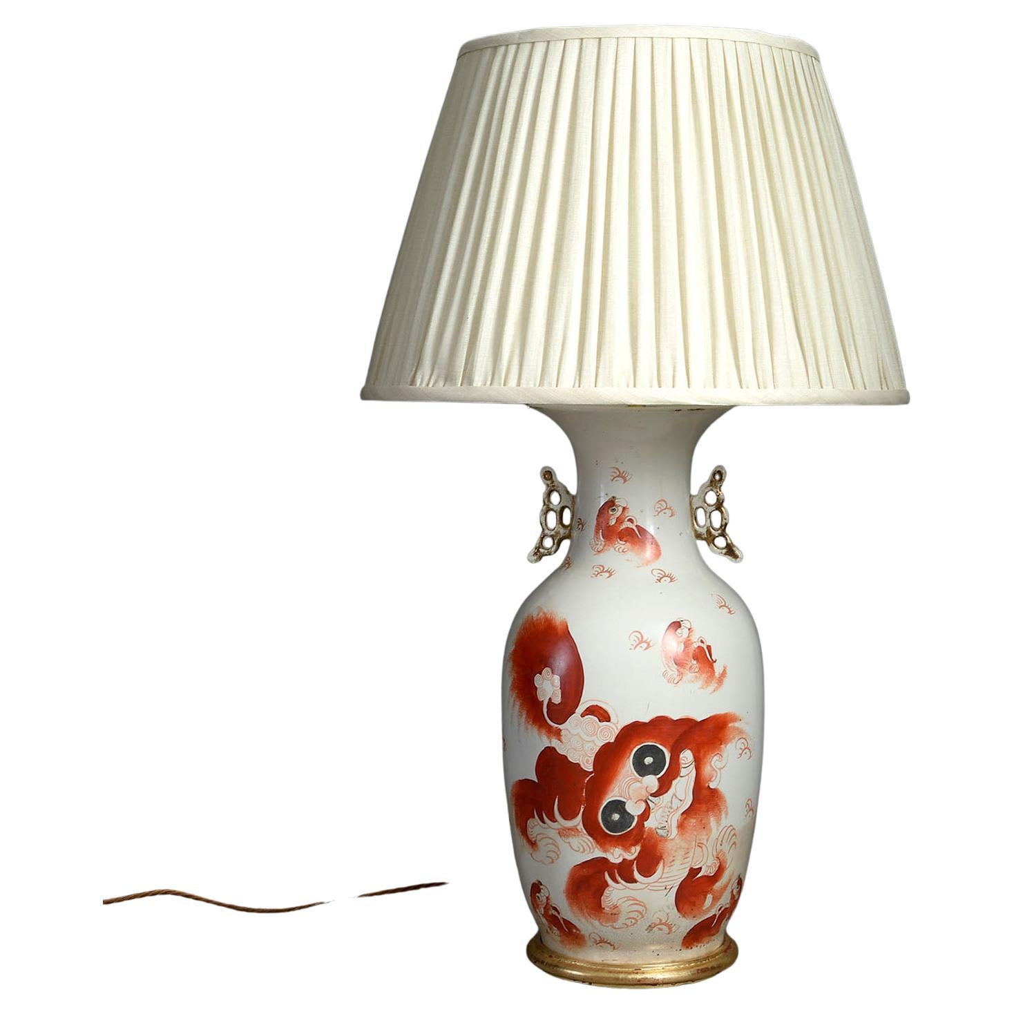 Foo-Hunde-Vase-Lampe, Republik-Periode, frühes 20. Jahrhundert