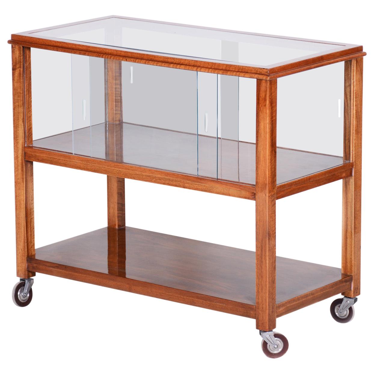 Carrello in noce Art Deco restaurato dei primi del Novecento, Boemia Ceca, anni '20