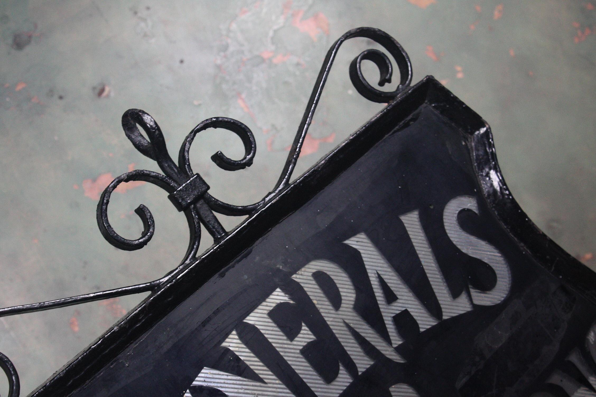 Edwardian Early 20th Century Reverse Painted Funeral & Cremations Double Sided Trade Sign