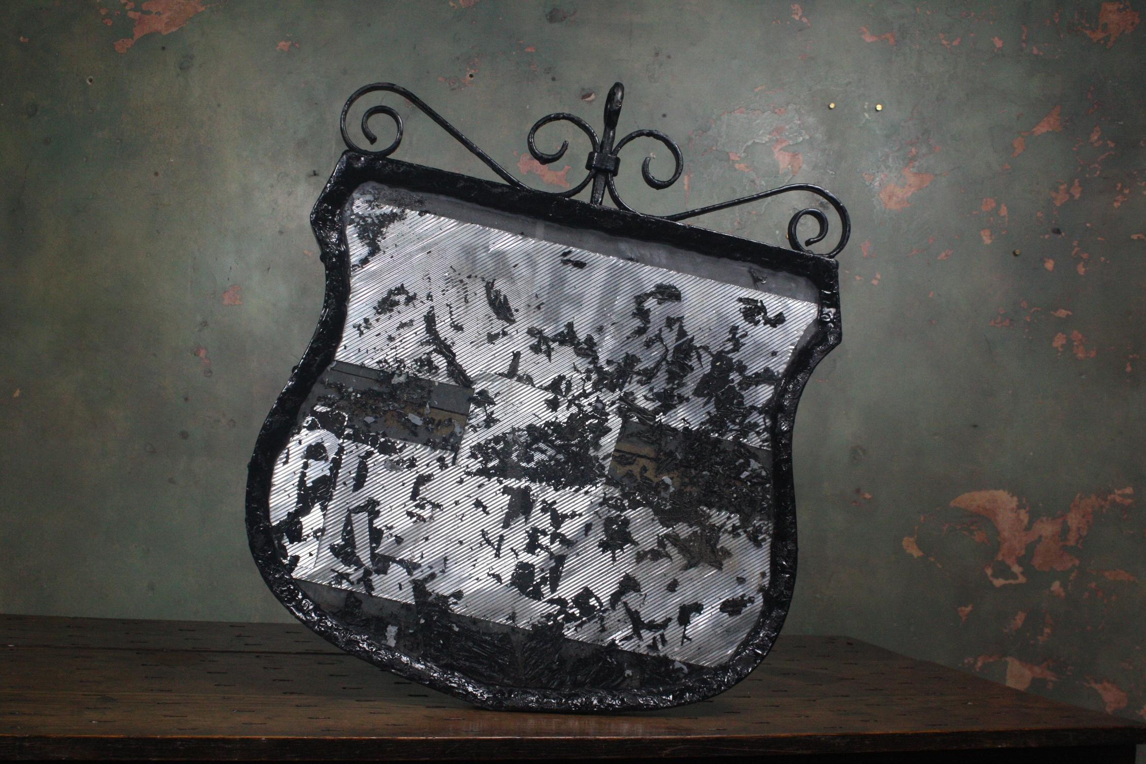 Verre Églomisé Early 20th Century Reverse Painted Funeral & Cremations Double Sided Trade Sign
