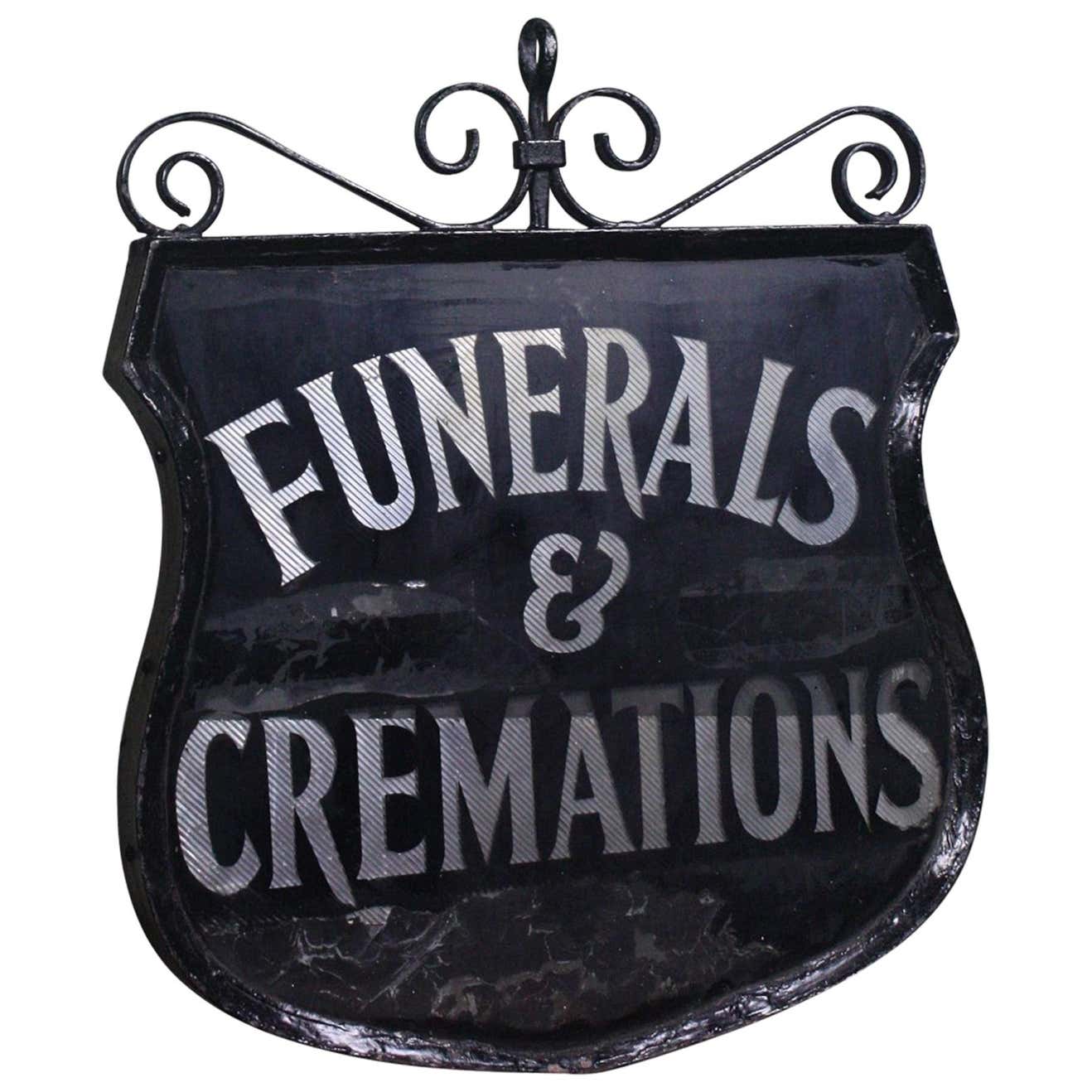 Early 20th Century Reverse Painted Funeral and Cremations Double Sided ...
